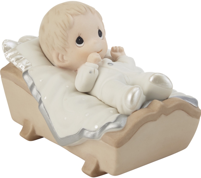 Precious Moments 212019 Baby In Cradle Baptism Figurine - Boy