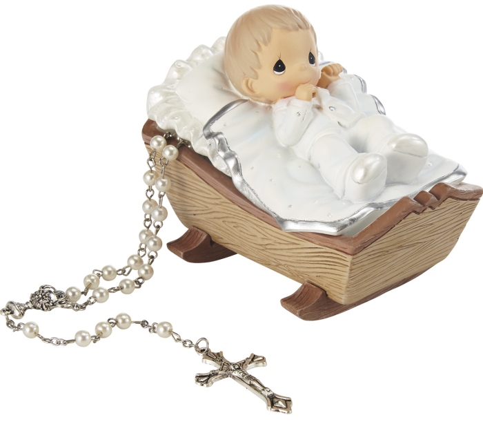 Precious Moments 212406 Baby Boy In Cradle Baptism Figurine