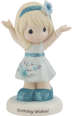 Precious Moments 216003 Girl In Teal Dress With Arms Up Figurine