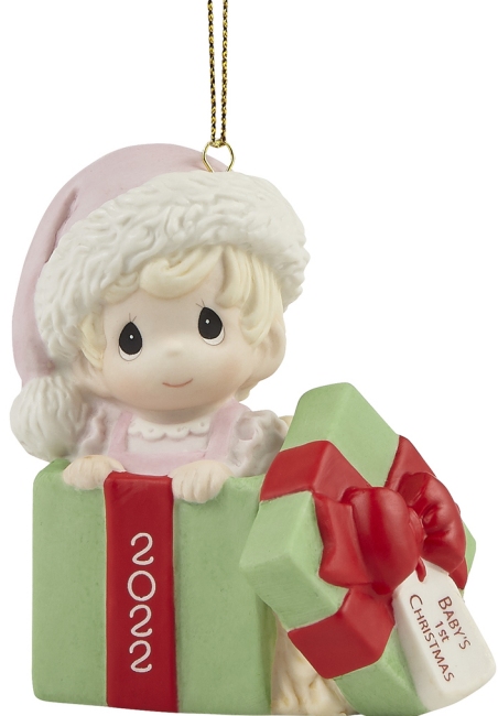 Precious Moments 221005 Dated 2022 Baby Girl Christmas Ornament