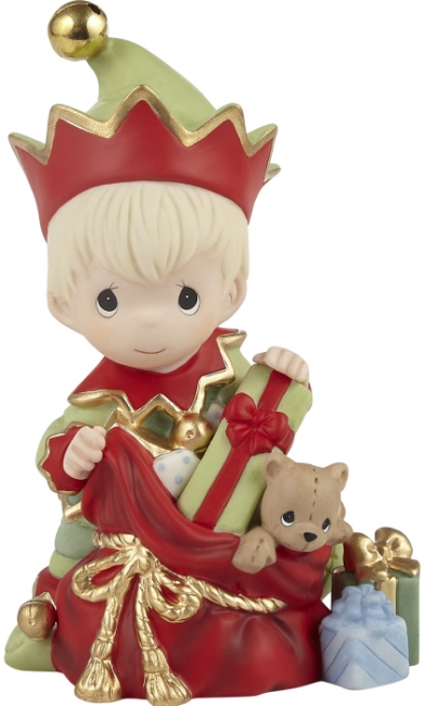 Precious Moments 221013N Annual Elf Wrapping Gifts Figurine