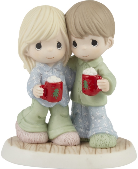 Precious Moments 221033 Couple In Matching Christmas Pajamas Figurine