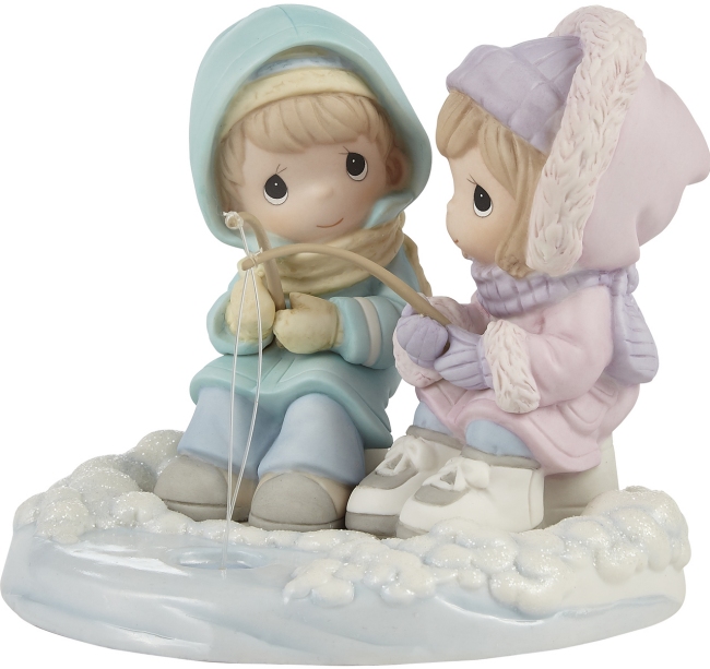 Precious Moments 221034 Couple In Parkas Ice Fishing Figurine