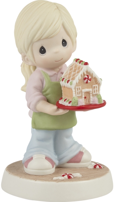 Precious Moments 221036N Blonde Girl With Gingerbread House Figurine