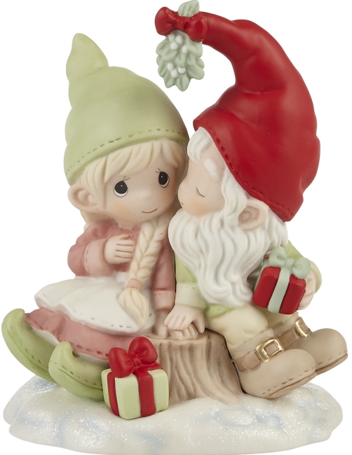 Precious Moments 221046N Boy And Girl Gnomes On Tree Stump Figurine