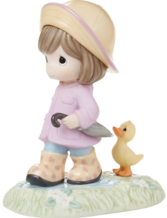 Precious Moments 222013 Brunette Girl With Duck Following Figurine