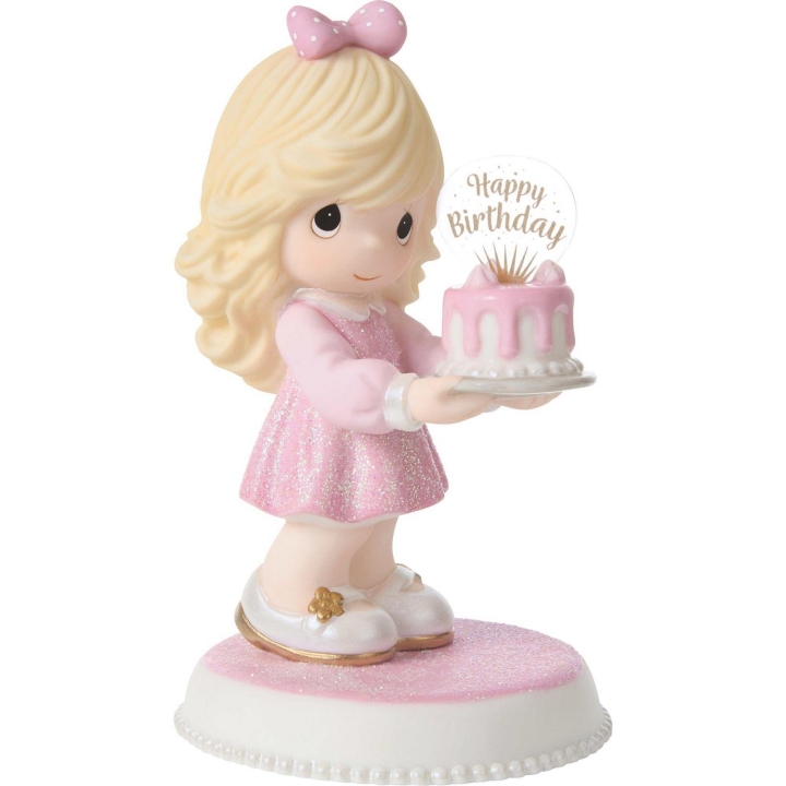 Precious Moments 252008 Blonde Birthday Girl Holding Cake Figurine