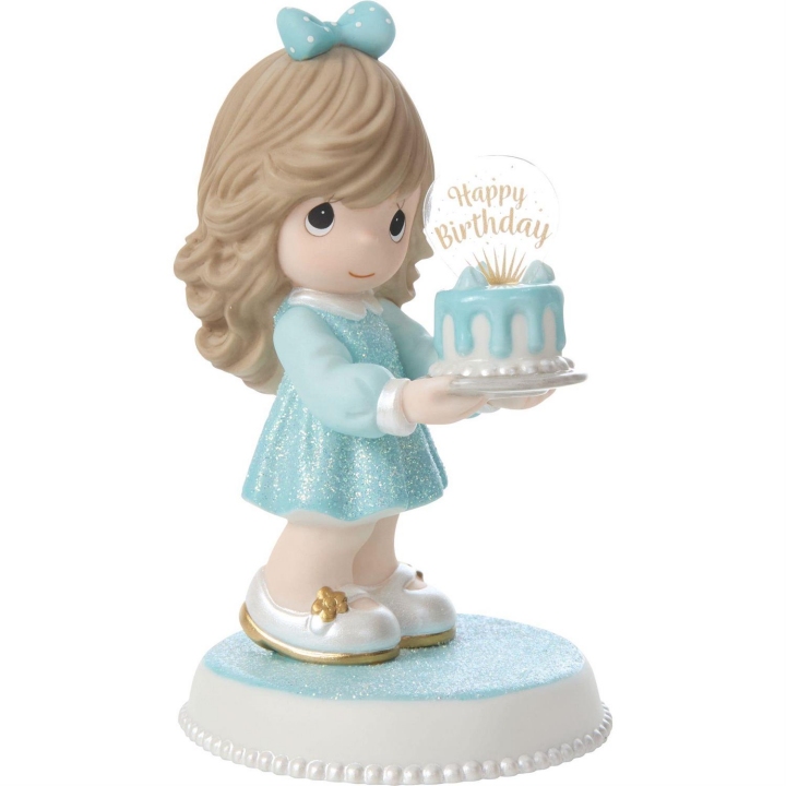 Precious Moments 252016 Brunette Birthday Girl Holding Cake Figurine