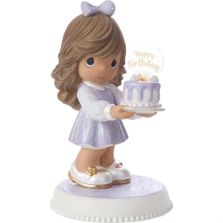 Precious Moments 252017 Dark Birthday Girl Holding Cake Figurine