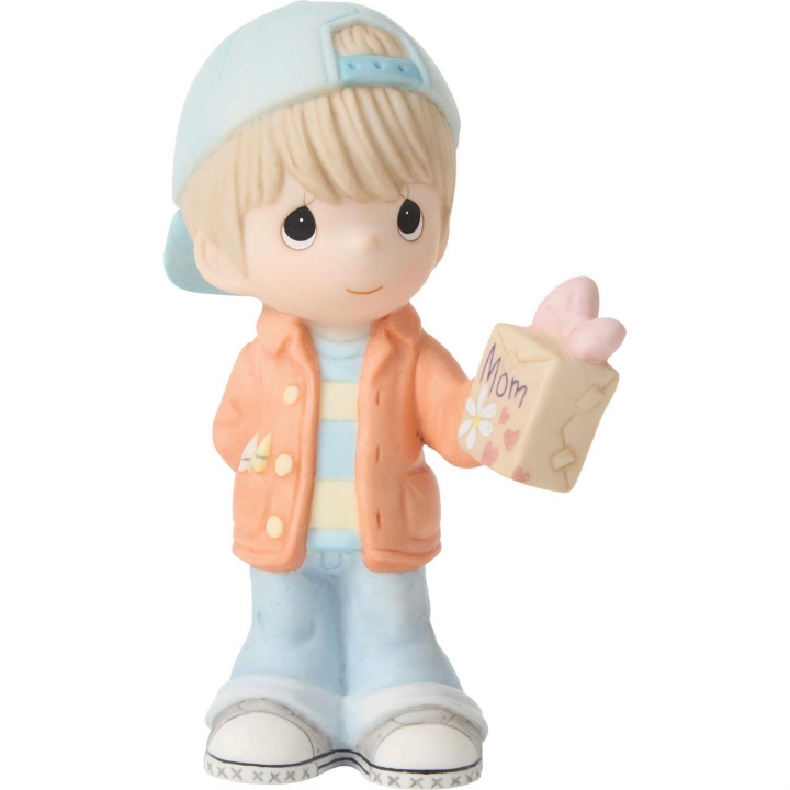 Precious Moments 252021N Boy Holding Present For Mom Figurine