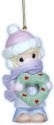 Precious Moments 121010 Girl Bundled Up Holding Heart Wreath Ornament