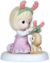 Precious Moments 121014 Girl Wearing Antlers with Puppy Figurine