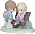 Precious Moments 124012 Boy Giving Flowers To Girl on Bench Figurine
