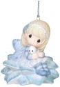 Precious Moments 141040 Fairy Sitting on Poinsettia Ornament