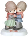 Precious Moments 151012 Couple Drawing Heart In Snow Figurine
