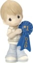 Precious Moments 164007 Boy Holding #1 Dad Blue Ribbon Figurine