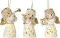 Precious Moments 171037 LED Angel Playing Instrument Ornament Set of 3