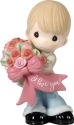 Precious Moments 172004 Boy Holding Bouquet of Flowers Figurine
