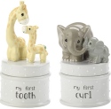 Precious Moments 182401 Elephant and Giraffe My First Tooth Curl Covered Box