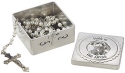 Precious Moments 191449 Baptism Covered Box with Rosary Set of 2