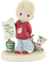 Precious Moments 201027 Brunette Hair Boy with Letter To Santa Figurine