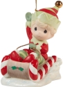 Precious Moments 211014 Annual Elf On Toboggan Ornament
