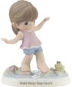 Precious Moments 213015 Brunette Girl Walking Across Stream with Stepping Stones Figurine