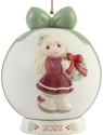 Precious Moments 221003 Dated 2022 Girl Ball Christmas Ornament