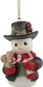 Precious Moments 221016N Annual Snowman with Squirrel and Candy Cane Ornament