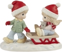 Precious Moments 221030 Boy Pulling Girl On Sled Figurine