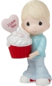 Precious Moments 222002 Blonde Boy Holding Red Velvet Cupcake Figurine