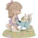 Precious Moments 222015 Girl With Wheel Barrow Of Bunnies Figurine