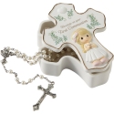 Precious Moments 222407N Cross-shaped Communion Rosary Box For Girl