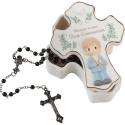 Precious Moments 222408N Cross-shaped Communion Rosary Box For Boy