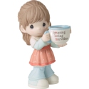 Precious Moments 223007E Brunette Girl Holding Mug With MOM Acronym Figurine
