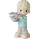 Precious Moments 223008 Blond Boy Holding Mug With MOM Acronym Figurine