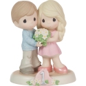 Precious Moments 223015 Couple Holding Orange Blossom Bouquet 1st Anniversary Figurine