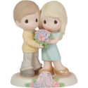 Precious Moments 223016N Couple Holding Sweet Pea Bouquet 10th Anniversary Figurine