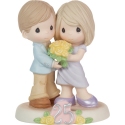 Precious Moments 223017 Couple Holding Yellow Rose Bouquet 25th Anniversary Figurine