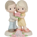 Precious Moments 223018N Couple Holding Peony Bouquet 40th Figurine