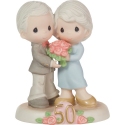 Precious Moments 223019N Couple Holding Red Rose Bouquet 50th Figurine