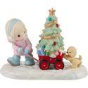 Precious Moments 231041 Girl With Red Christmas Wagon Figurine