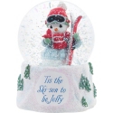 Precious Moments 231103N Annual Snowman With Skis Musical Snow Globe