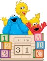 Precious Moments 237401N Sesame Street Elmo With Cookie Monster And Big Bird Perpetual Calendar