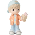 Precious Moments 252021N Boy Holding Present For Mom Figurine