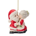 Precious Moments 261049N Santa and Mrs Claus Kissing Ornament