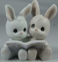 Precious Moments 328368i 2 Rabbits Reading a Book Figurine