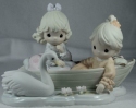 Precious Moments 456349 Couple in Canoe and Swan Figurine