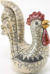 Raku South Africa R26 Rooster Stylized White