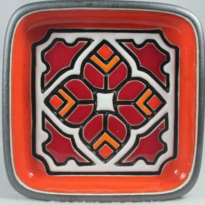 Artesania Rinconada DR105-A4 Orange - Red Leaf Design Square Plate